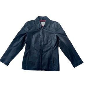 Worthington Black Leather Jacket with Red Lining